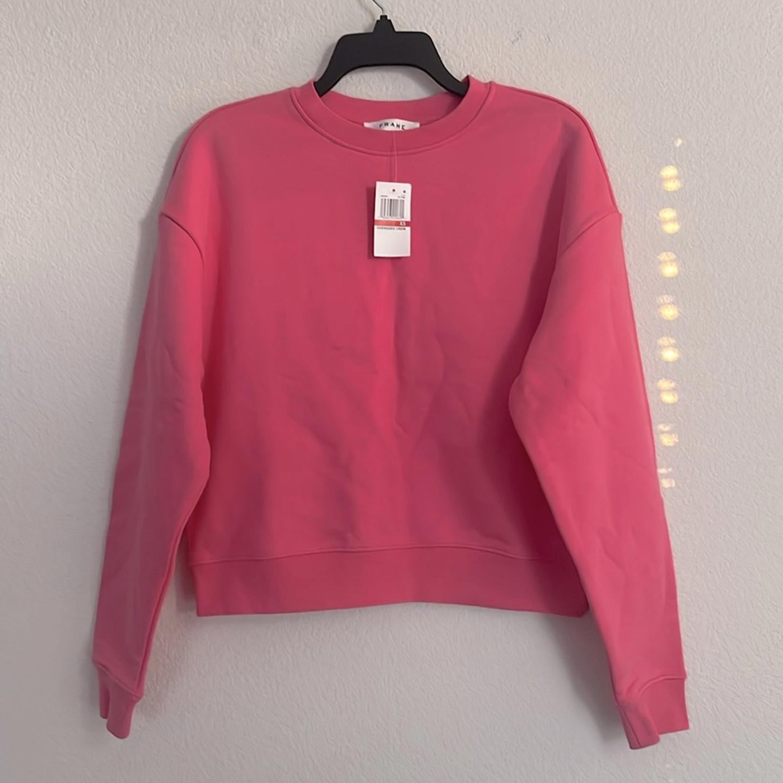 FRAME Oversized Crewneck Sweatshirt in Hot Pink, NWT, Size XS