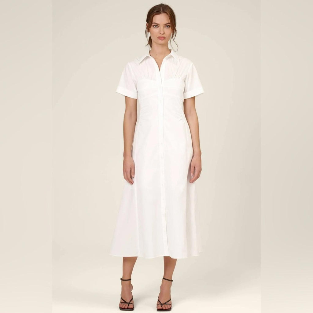 Nicholas Tenley Shirtdress Dress in White, NEW, Size 8, Retail $395