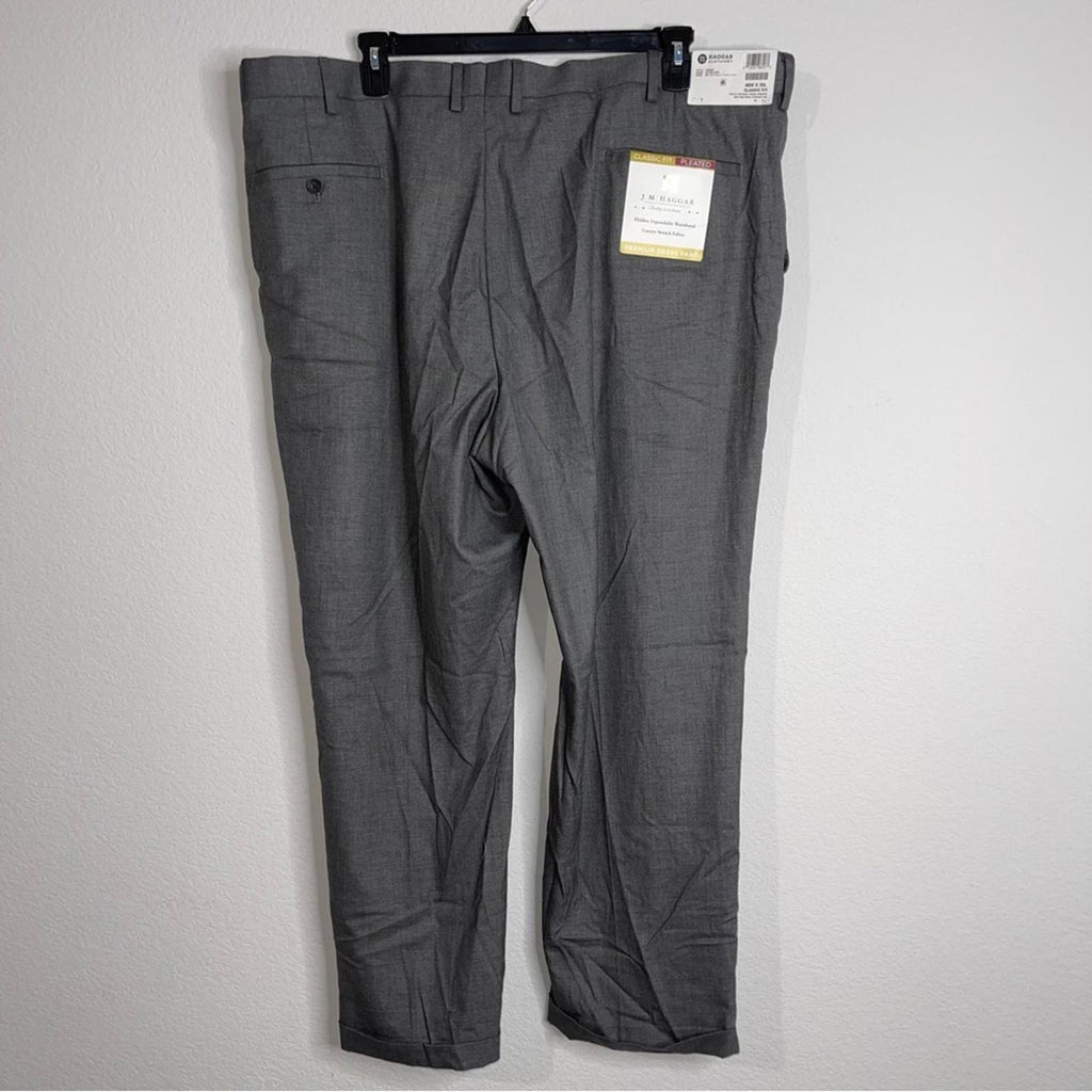 JM Haggar Premium Dress Pants, Stretch Solid Pleated Classic Fit Size W46 X L30
