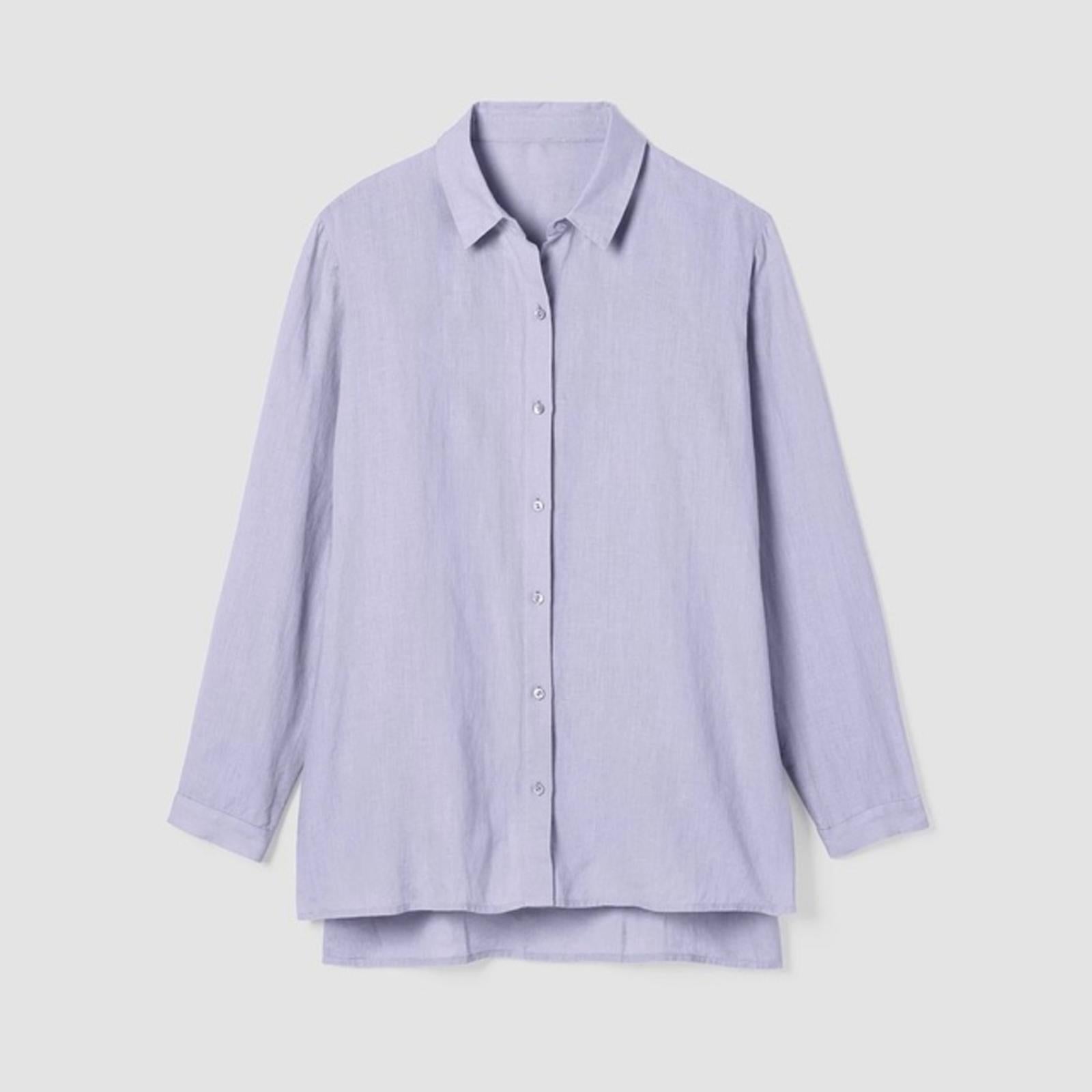 Eileen Fisher Handkerchief Linen Classic Collar Shirt, Size L New w/Tag SOLD OUT