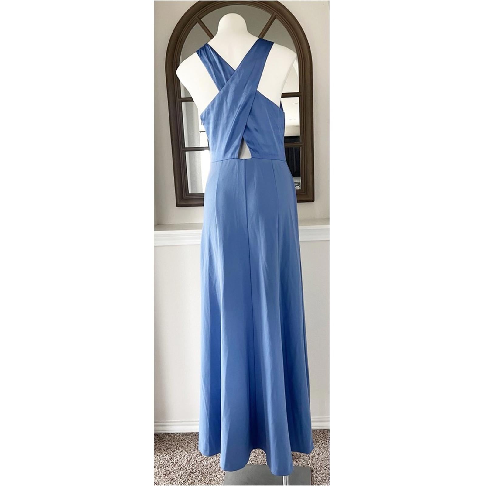 New DKNY Cross-Back Scuba Crepe Jewel Neck Evening Gown, Size 8 New w/Tag
