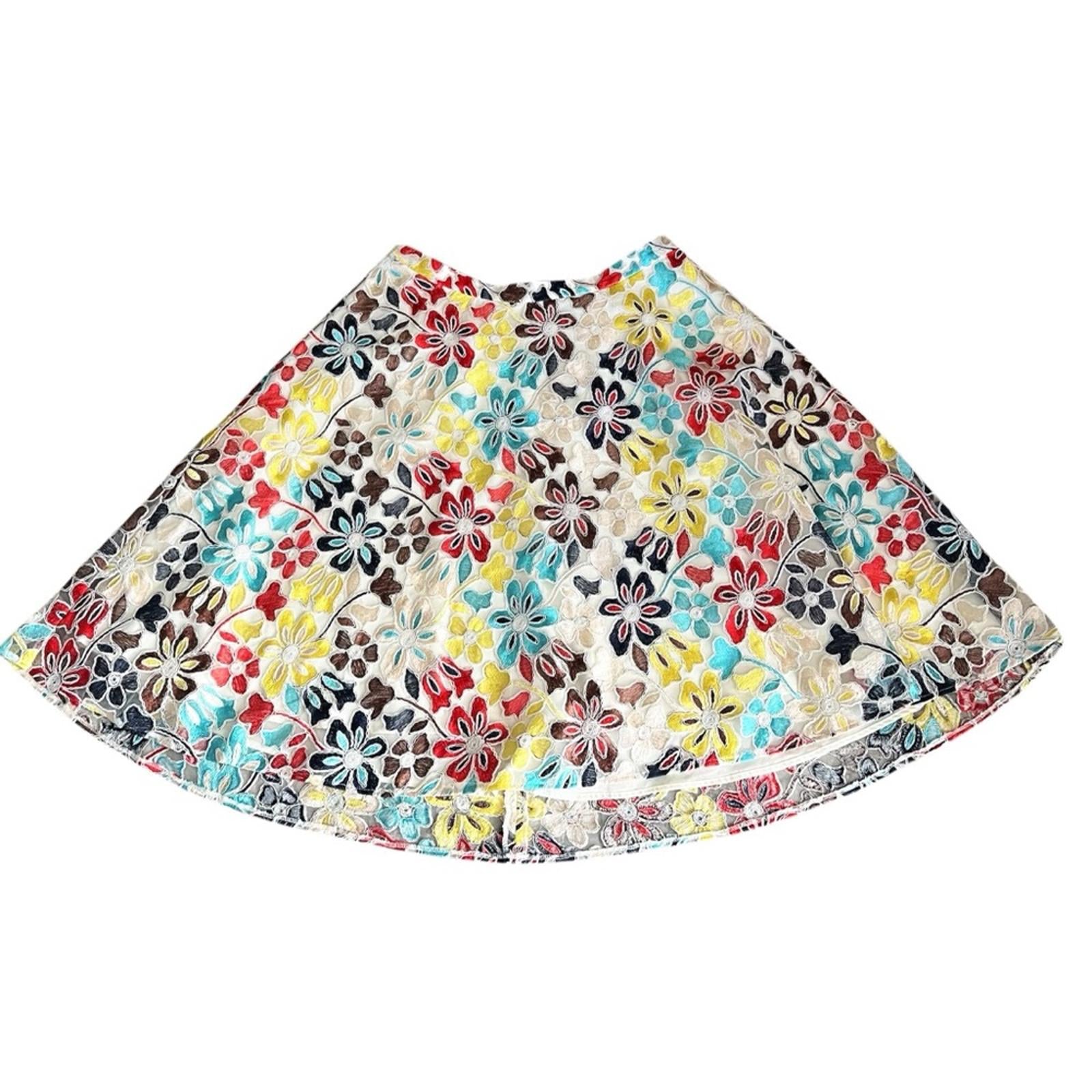 Anthropologie’s Eva Franco Floral Print Lace-Over Midi Skirt, Plus Size 16W $150