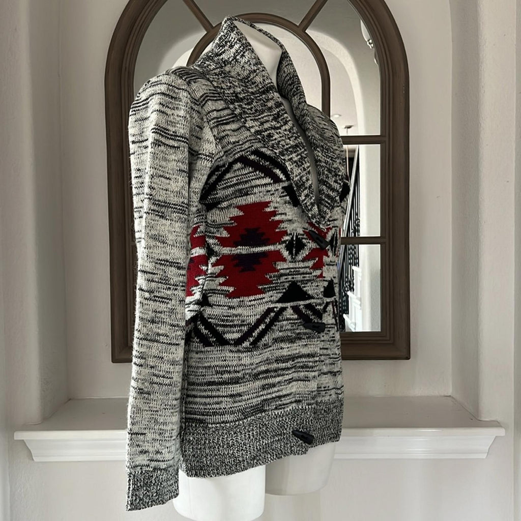 Lucca Couture Aztec Cardigan Front Button Size L EXCELLENT!