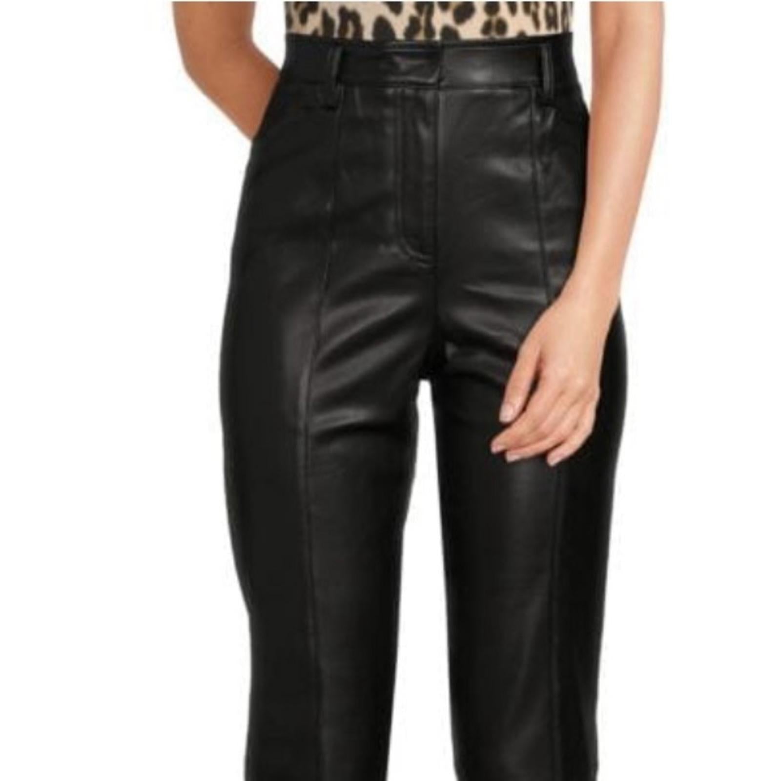 LBLC THE LABEL Jen Faux Leather Cropped Pants, Black Size M New w/Tag
