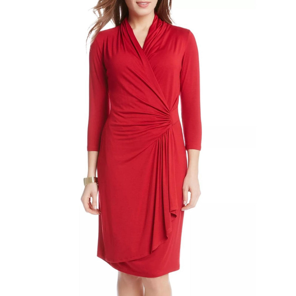 Karen Kane Cascade Faux Wrap Dress in Red, Size XS New w/Tag