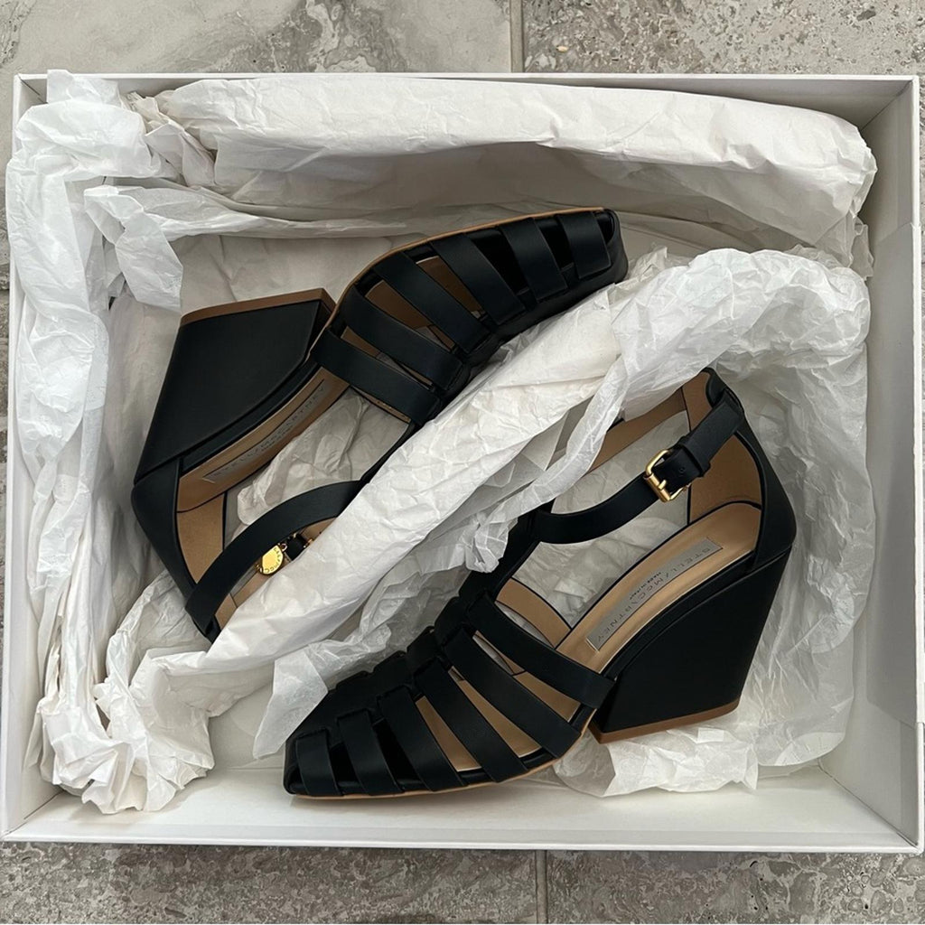 Stella McCartney Cowboy Wedge Sandals, Black Size 36.5 New in Box, Retail $1,045