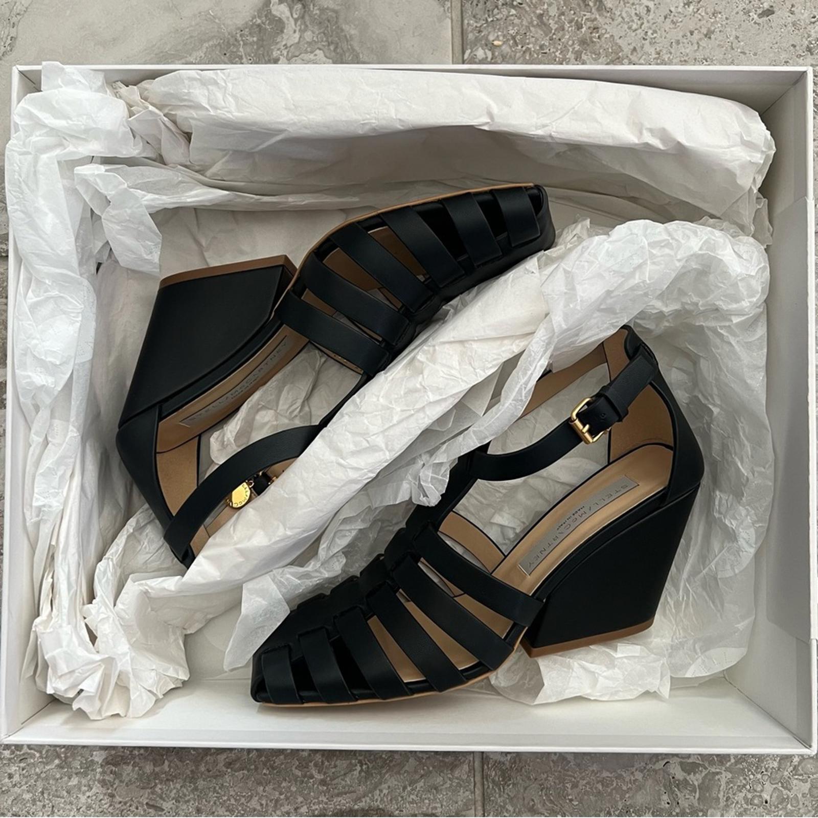 Stella McCartney Cowboy Wedge Sandals, Black Size 36.5 New in Box, Retail $1,045
