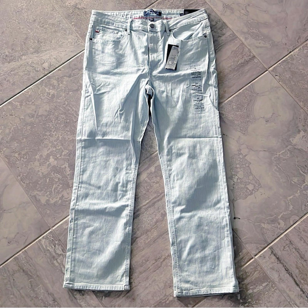 Tommy Hilfiger Tribeca Striped Straight-Leg Ankle Jeans in Railroad Stripe, NWT