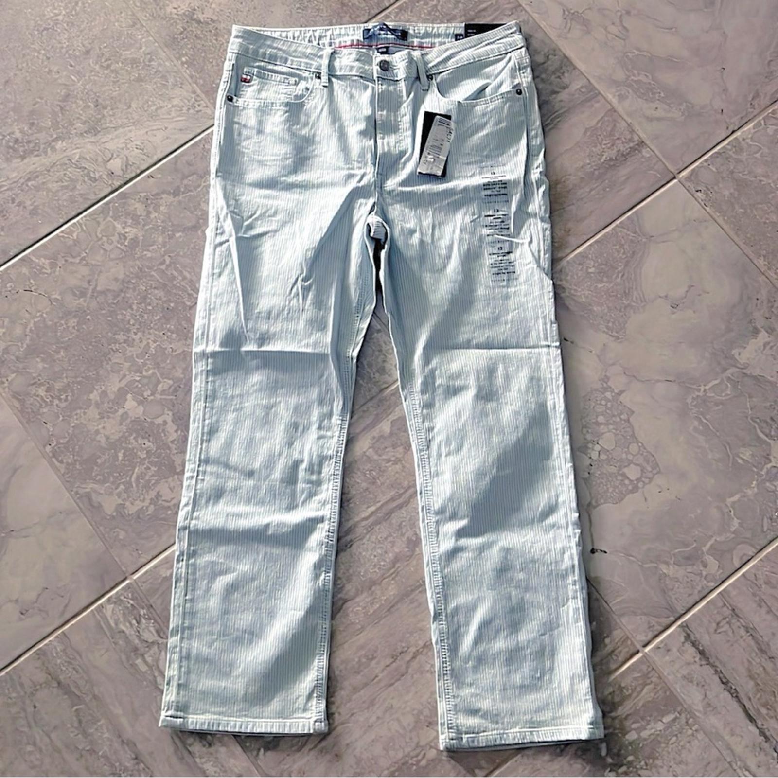 Tommy Hilfiger Tribeca Striped Straight-Leg Ankle Jeans in Railroad Stripe, NWT