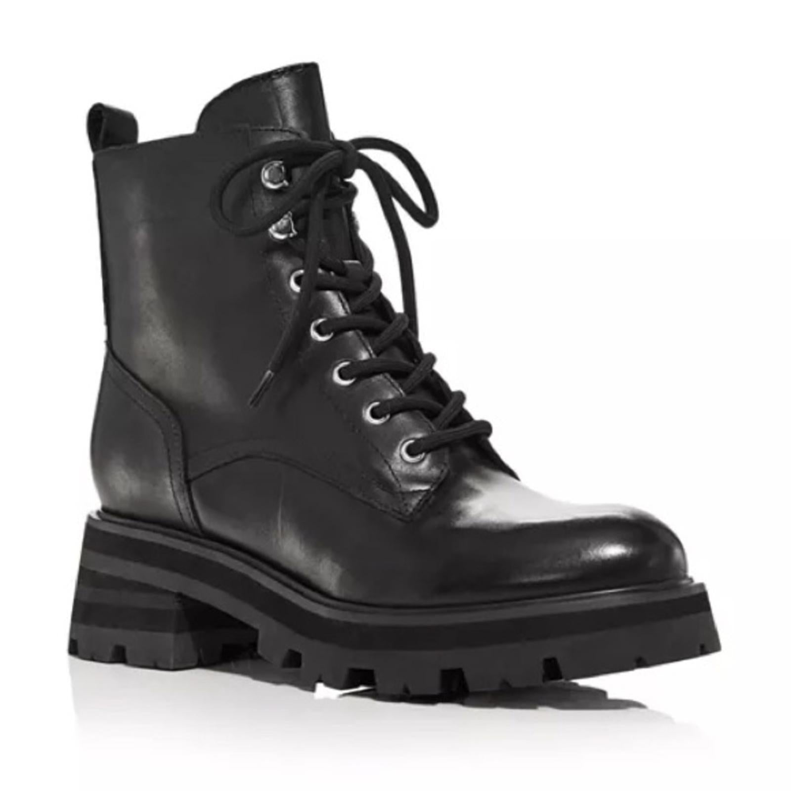 Marc Fisher LTD. Lucien Lace Up Combat Boots, Black Size 11  New in Box $249