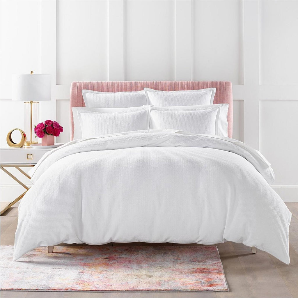 SKY 3-Piece Woven Lattice Duvet Set, White Size Full/Queen New w/Tag Retail $260