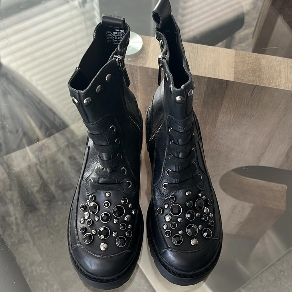 Karl Lagerfeld Breck Embellished Lug Boot, Black Size 35 | US 5 New w/o Box $229