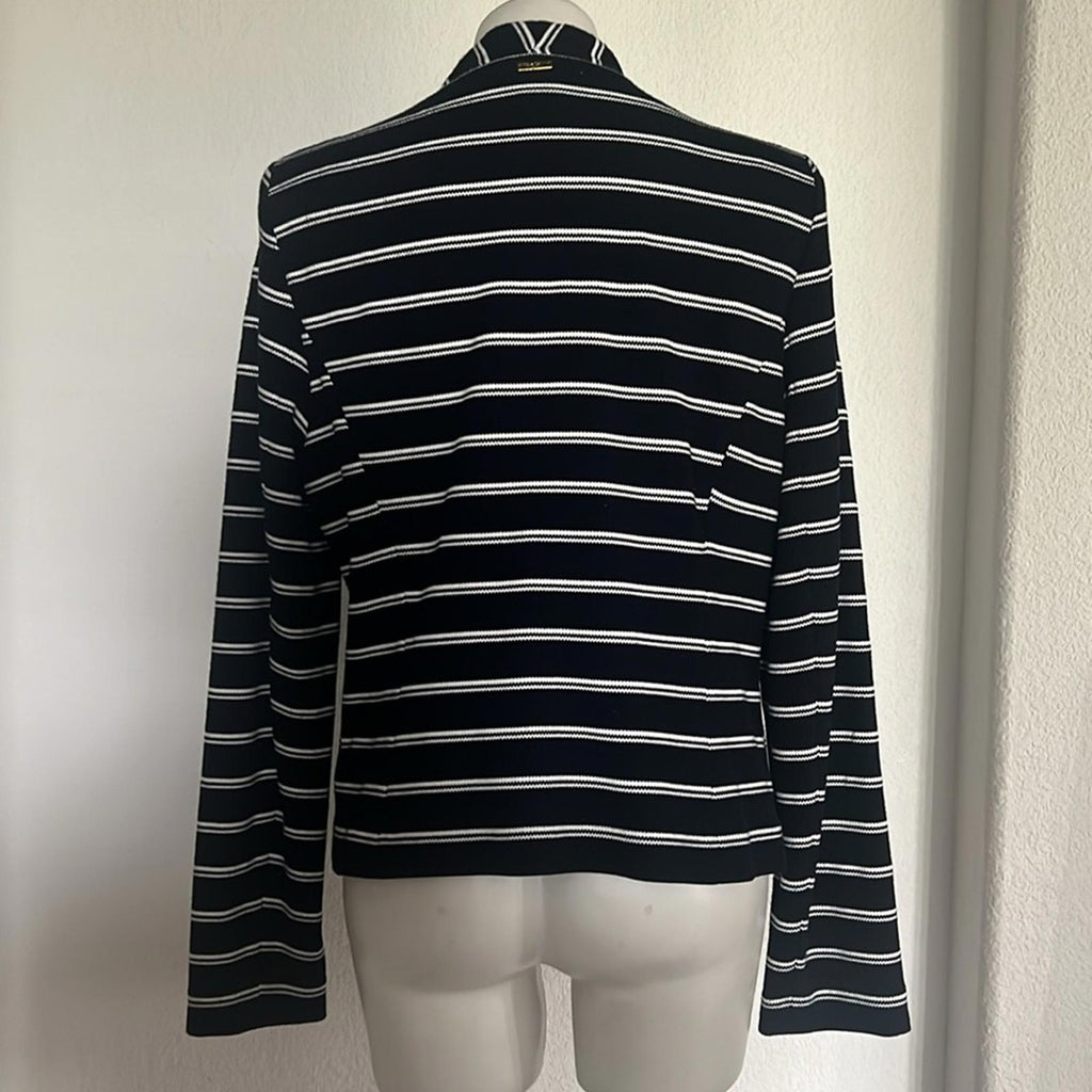 Calvin Klein Striped One-Button Blazer in Navy/White, Size 14 EXCELLENT!