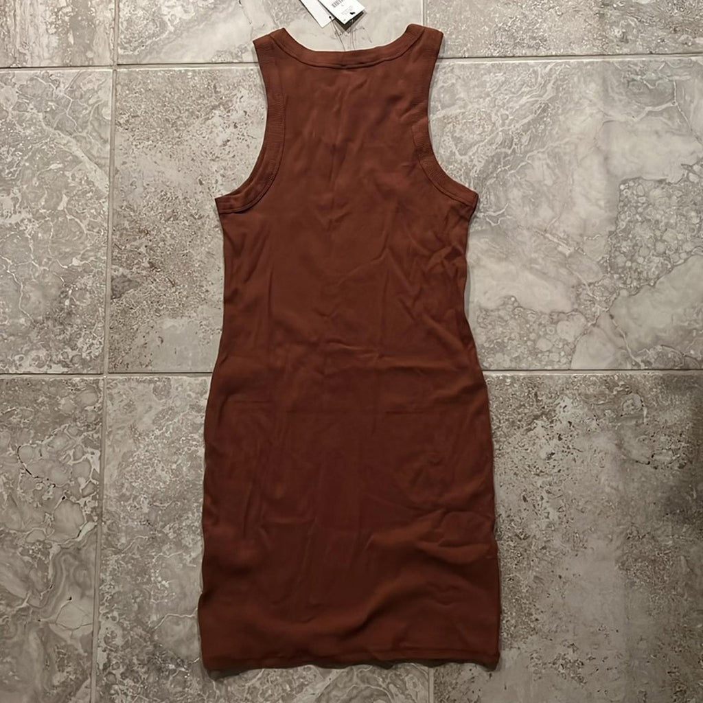 NWT Cotton-On Rib Racer Mini Dress, Vintage Brown Size L, New w/Tag Retail $35