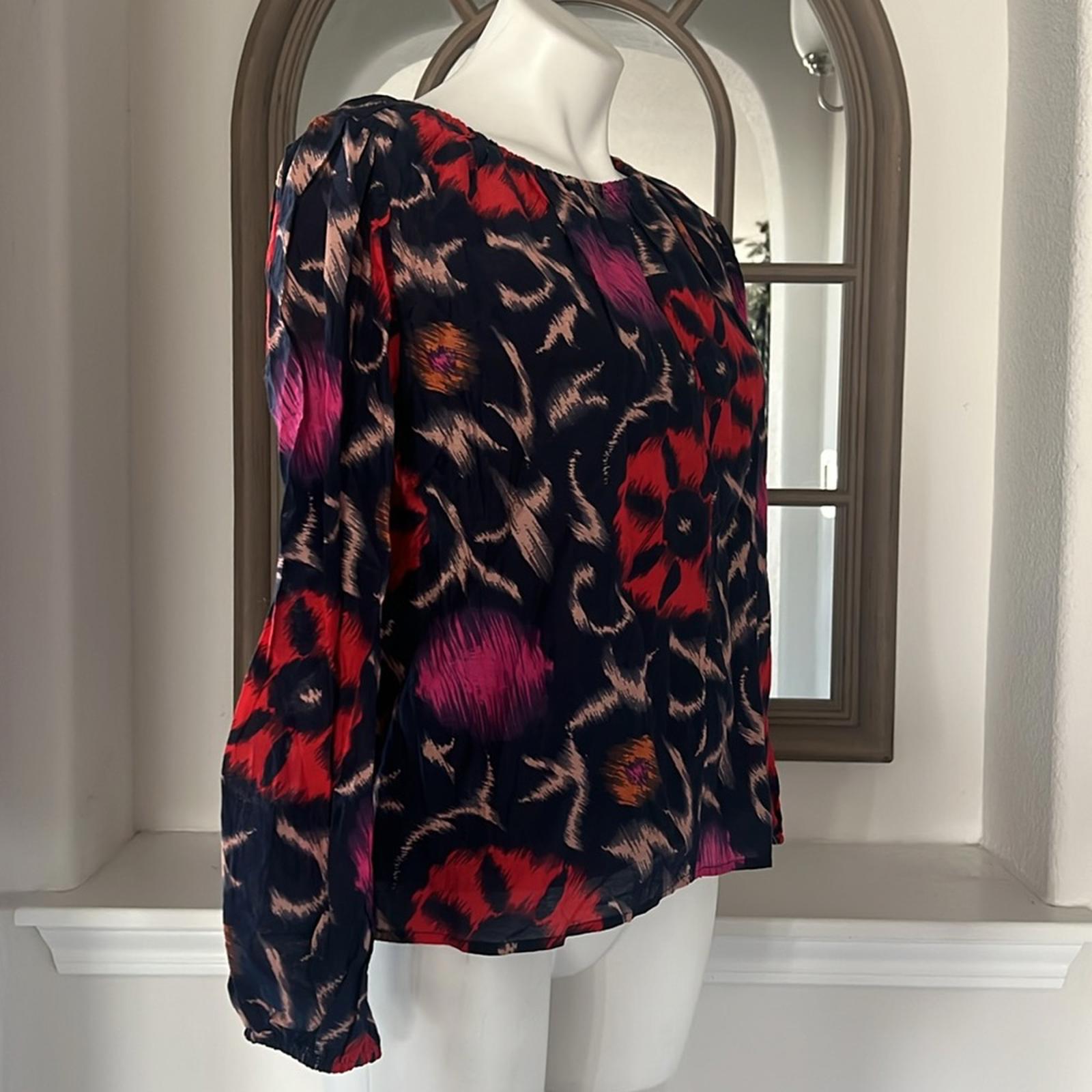Velvet by Graham & Spencer Fraser Printed Silk Cotton Voile Top in Twilight $207