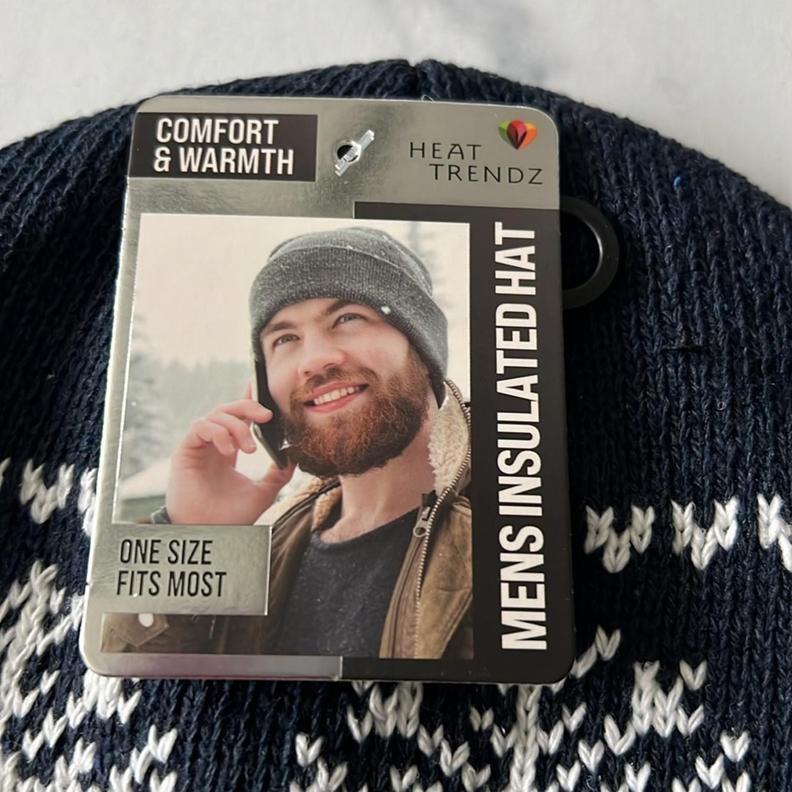 Men’s Insulated Hat, Knit Beanie, Navy & White One Size New w/Tag