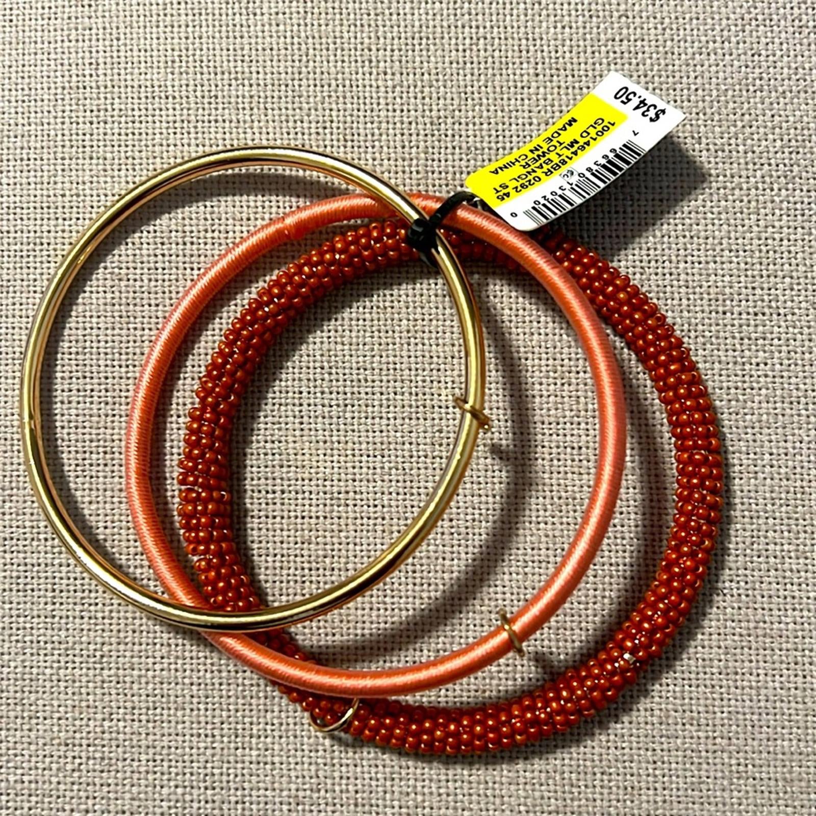 INC Gold-Tone 3-Piece Set Pave Charm Seed Bead & Thread-Wrapped Bangle Bracelets