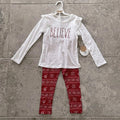 Rae Dunn 2Pc “BELIEVE” Long Ruffle-Sleeve Shirt & All-Over Print Leggings 6X NWT