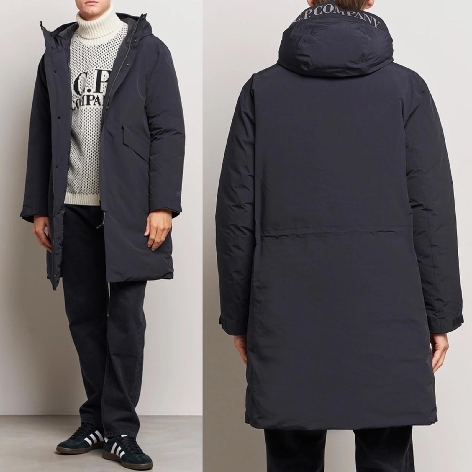 C.P. Company Micro M Re-Cycled Long Parka Coat, Black Size 52/XL NWT Retail $925