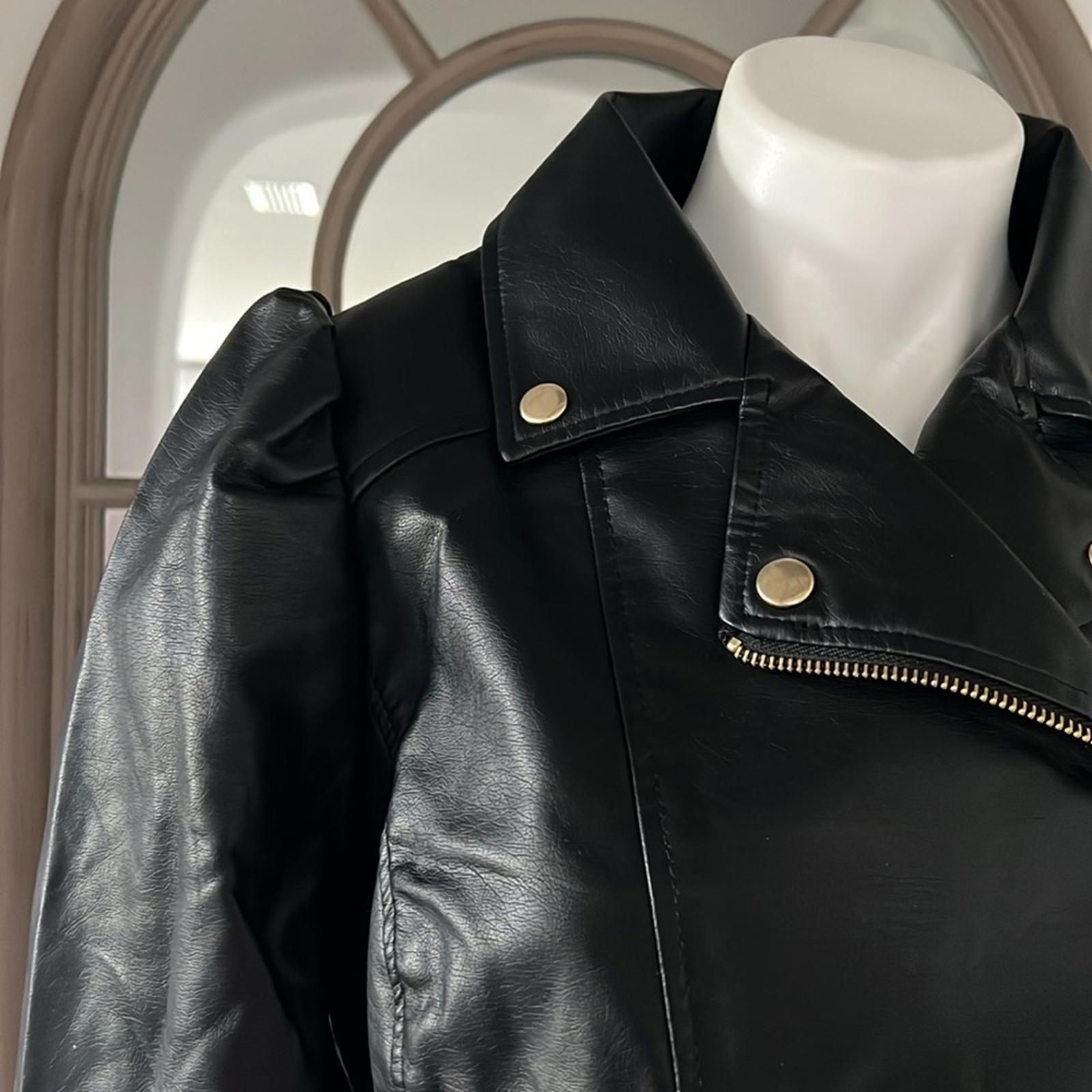 NEW LOOK Bomber Faux Leather Jacket in Black, Size L New w/Tag