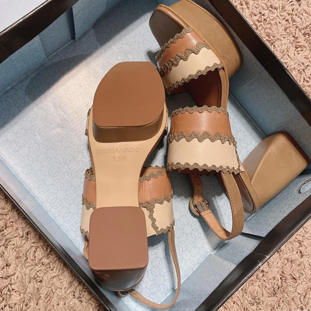 Bernardo Remi Platform Sandals in Blush Brown, Anthropologie Size 7.5 New in Box