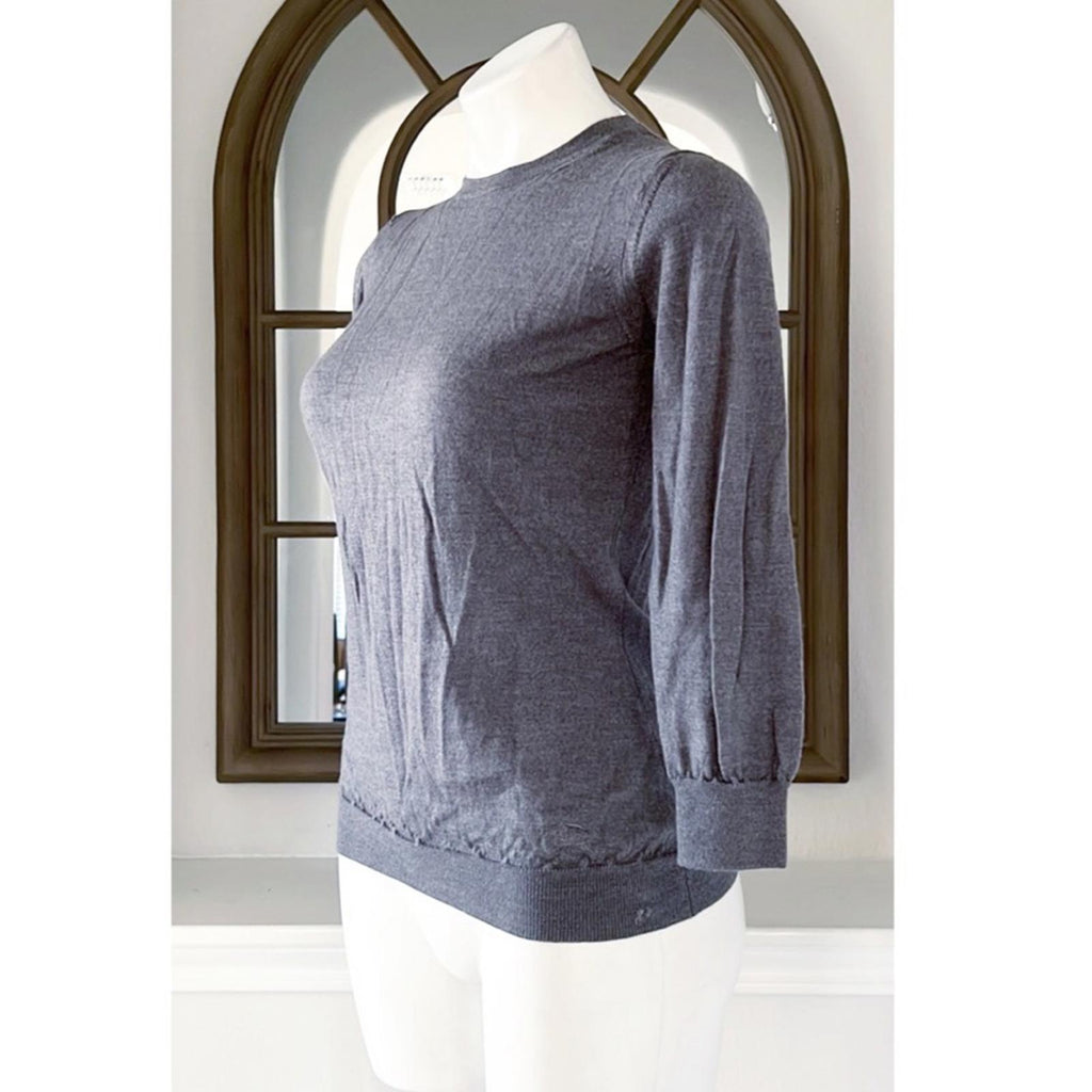 Burberry London Crewneck 3/4 Sleeve Sweater in Grey, Size M
