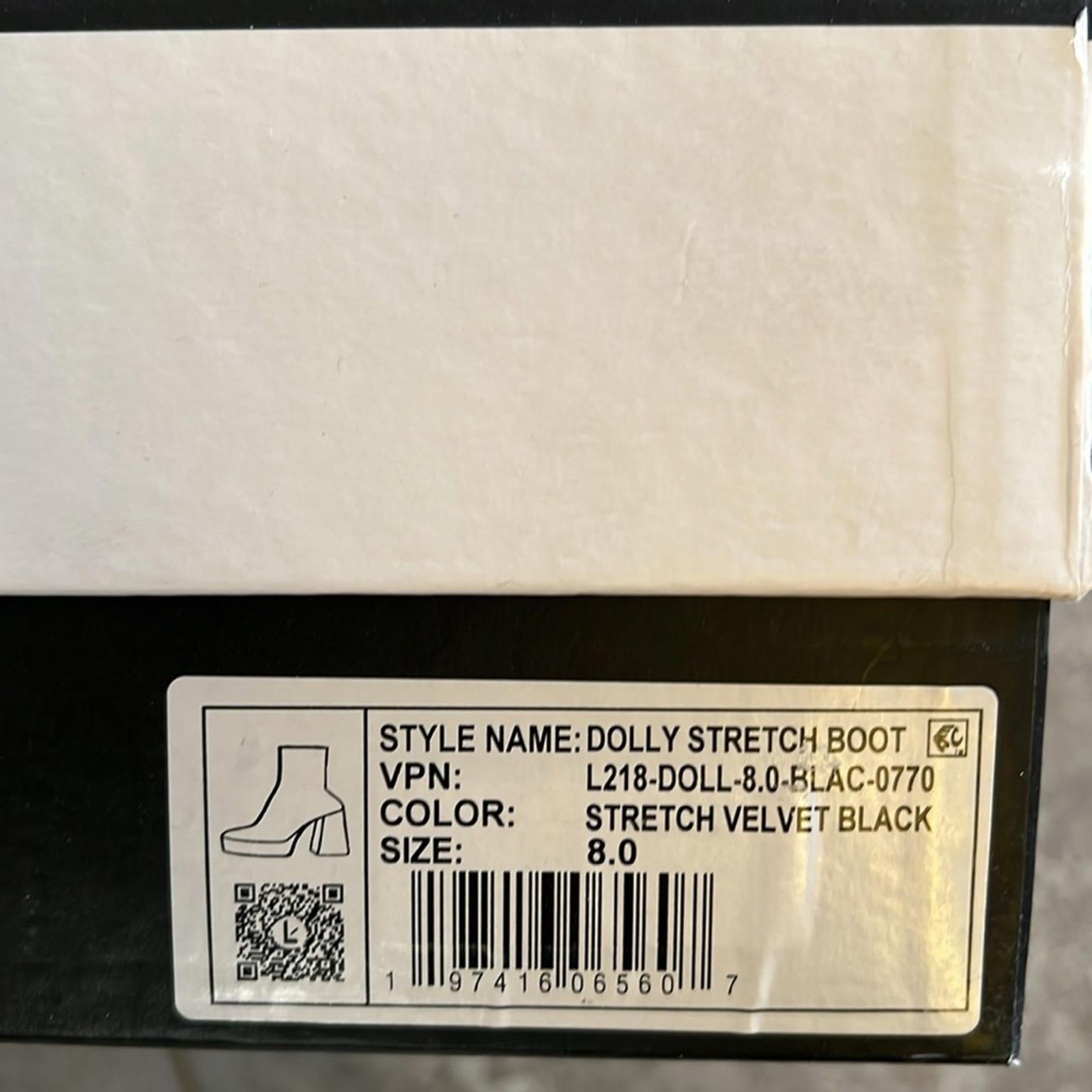 LARROUDÉ Dolly Boots Stretch Velvet in Black, Size 8 NEW in Box +2 Dust Bags