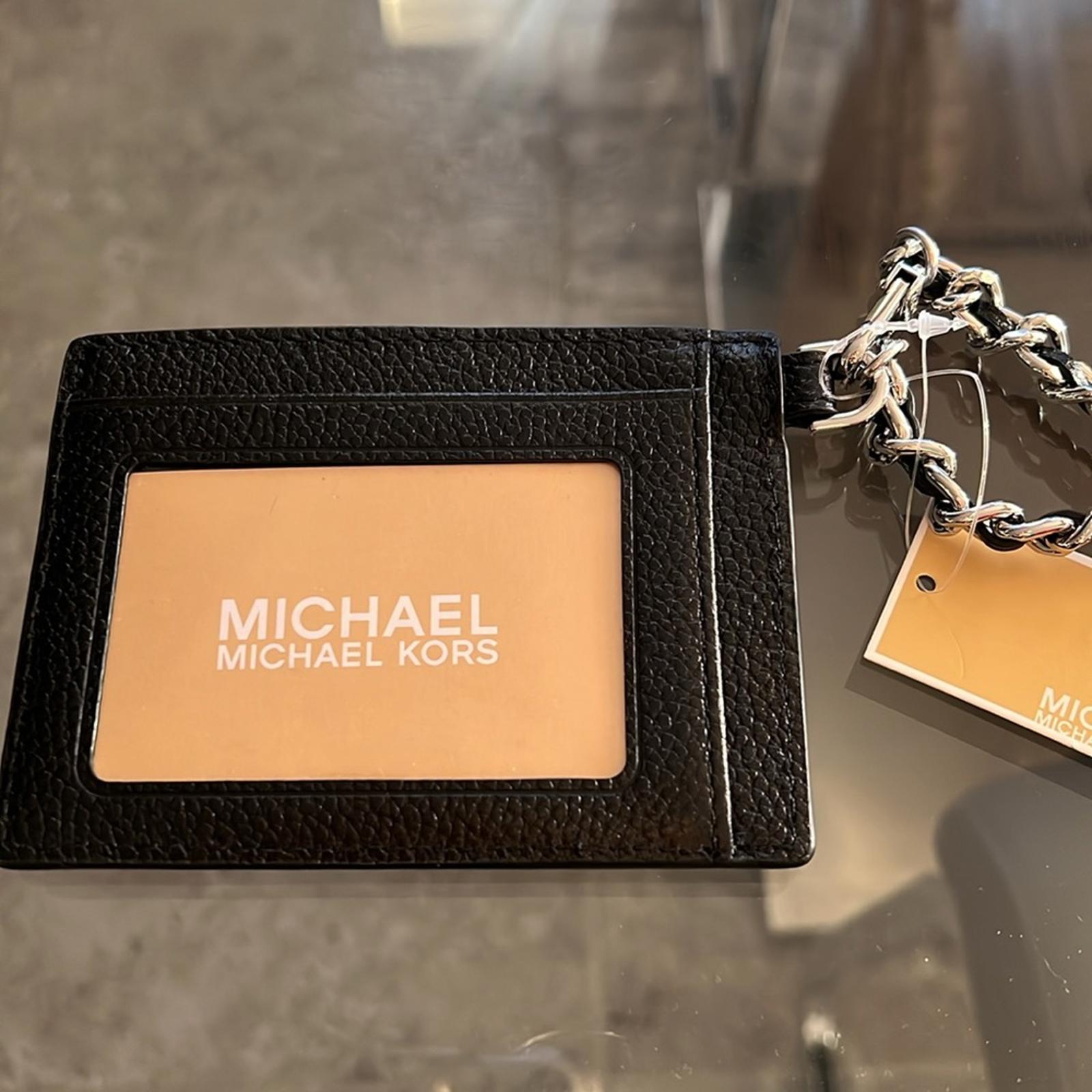 Michael Kors Jet Set Chain Cardholder, Black & Silver Finish, New w/Tag $128
