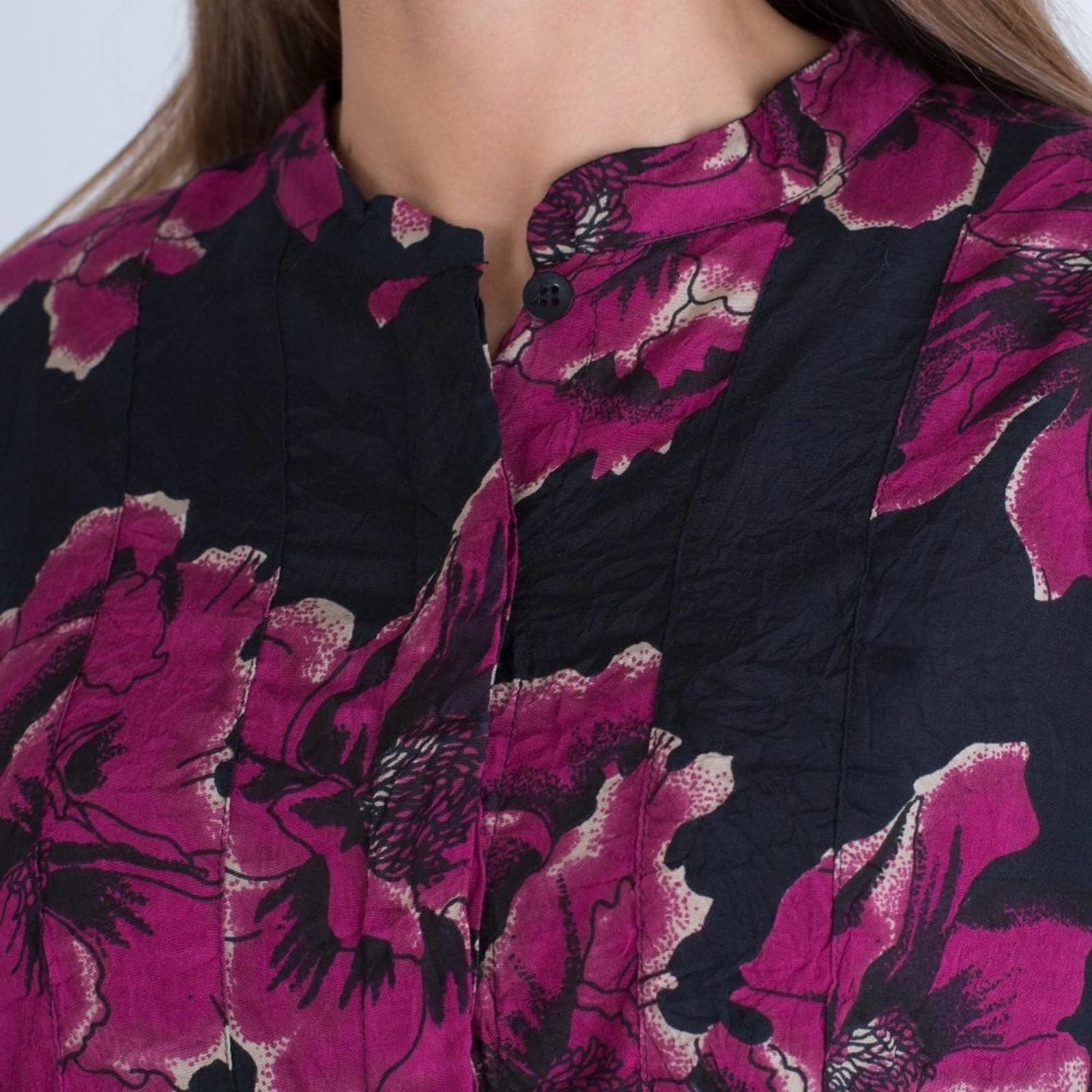 Masai Imka A-Shape Regular Big Peony Print Blouse Black & Pink Size M Retail £95