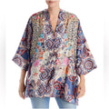 Johnny Was Betzy Emilia Paisley Print Silk Kimono, Size L New w/Defect $420
