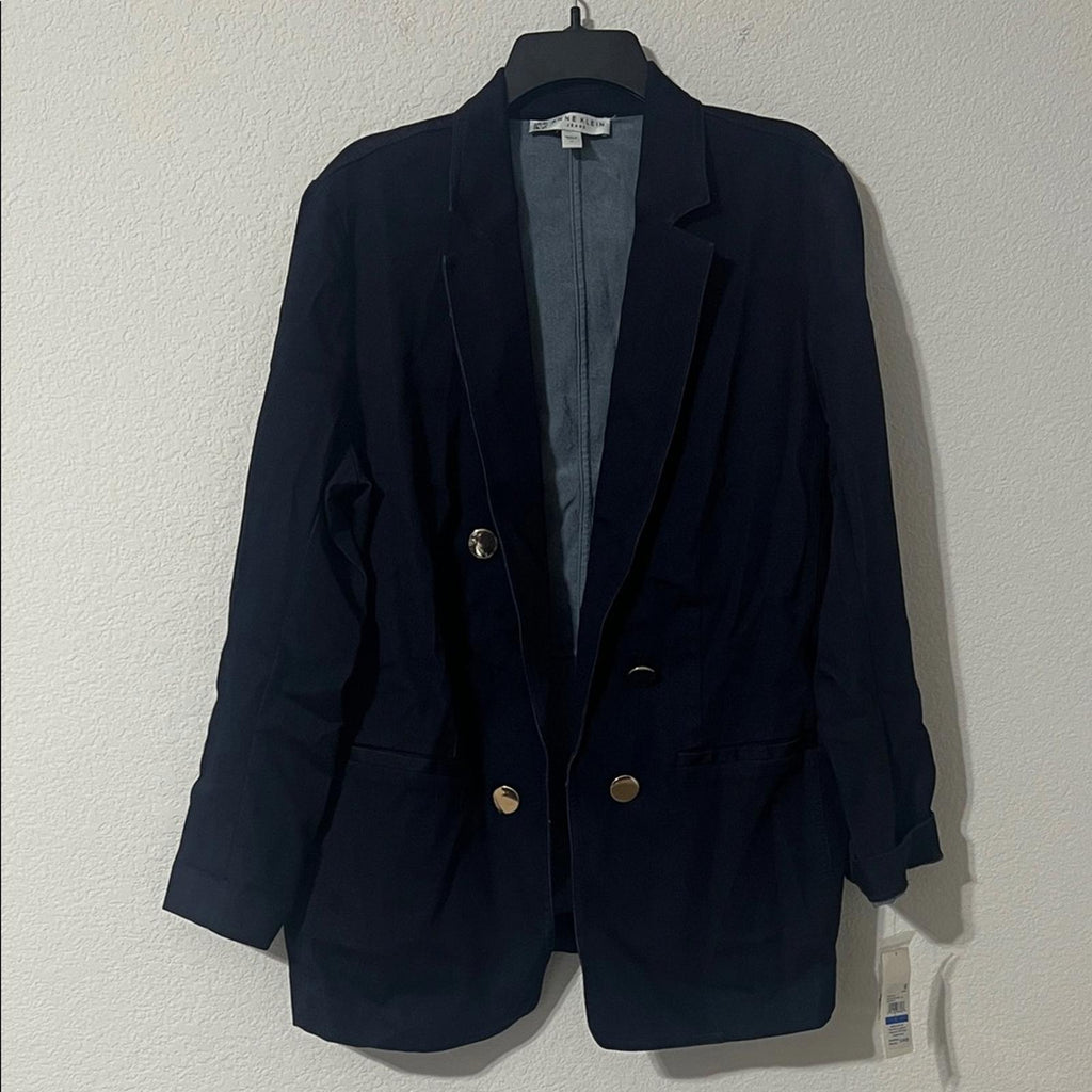 Anne Klein City Denim Faux Double Breasted Patch Pockets, Size XL, NEW