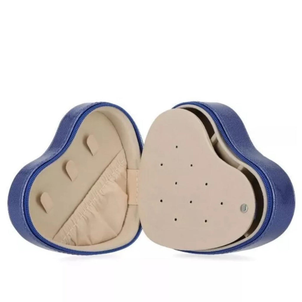 Stella & Max Heart Shaped Compact Jewelry Travel Box in Blue, New w/Tag
