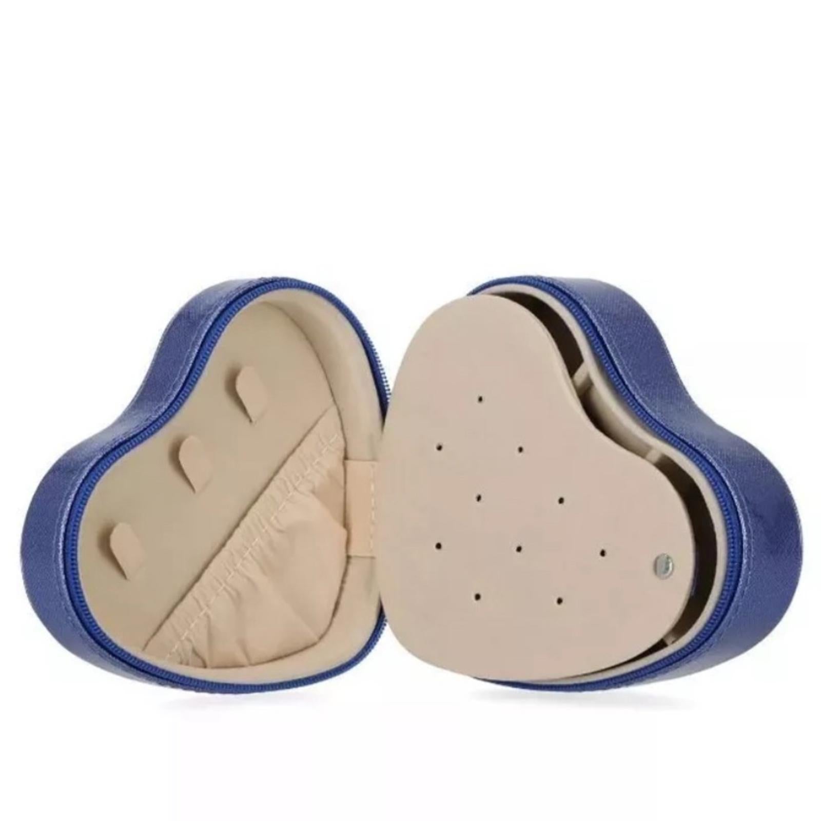 Stella & Max Heart Shaped Compact Jewelry Travel Box in Blue, New w/Tag