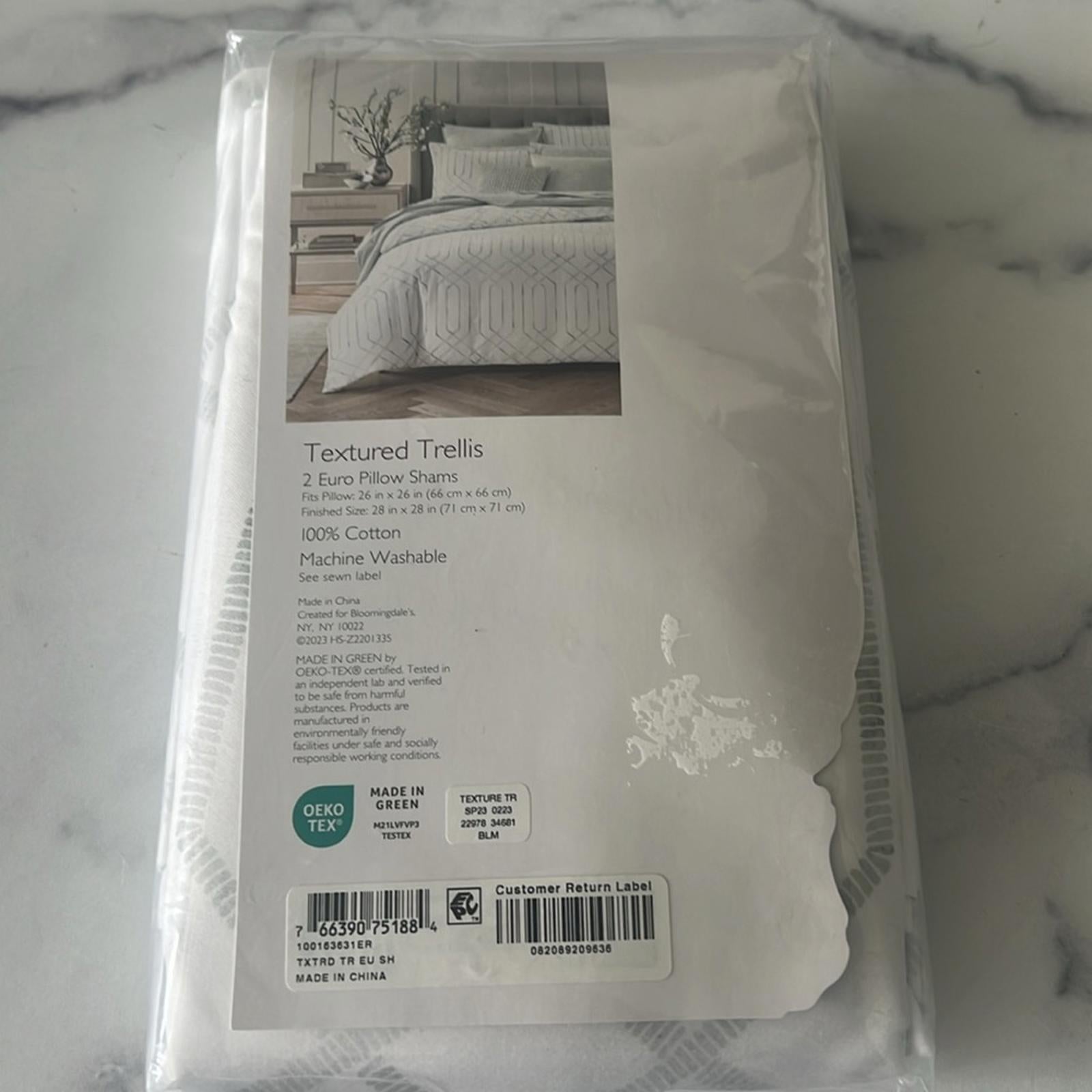 Sky Textured Trellis Euro Sham Set of 2, NWT Retail $160
