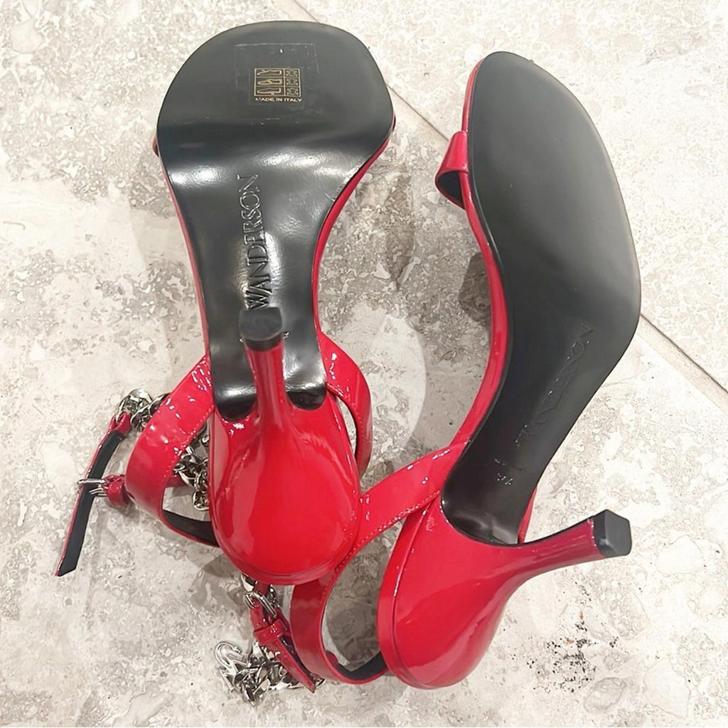 JW Anderson Chain Ankle Strap High Heel Sandals in Red, Size 37.5 New in Box