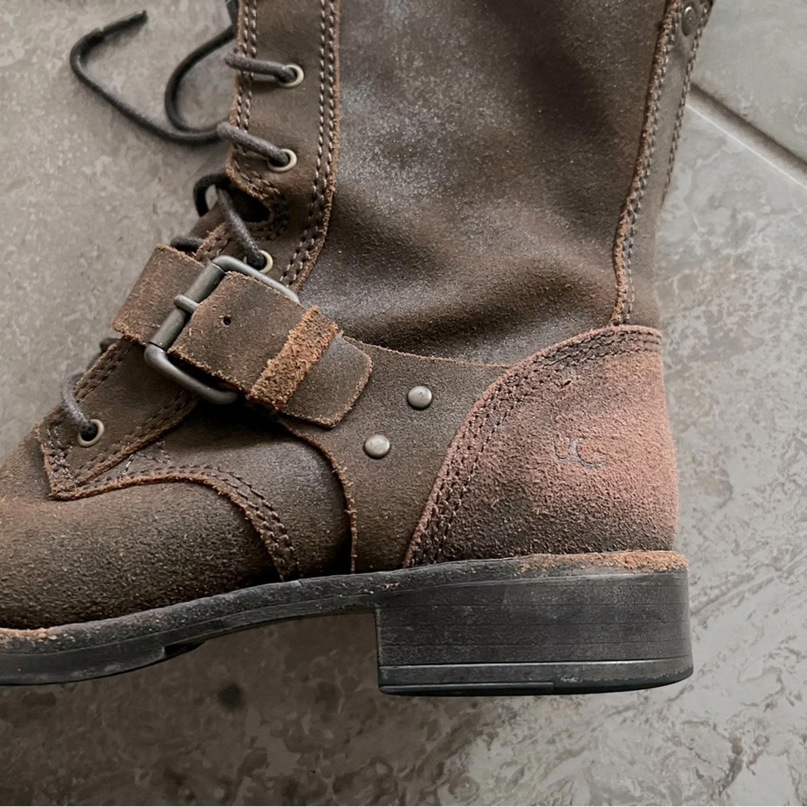 UGG Australia Marela Dark Lace-Up Leather Booties, Chestnut Size 7 Retail $225