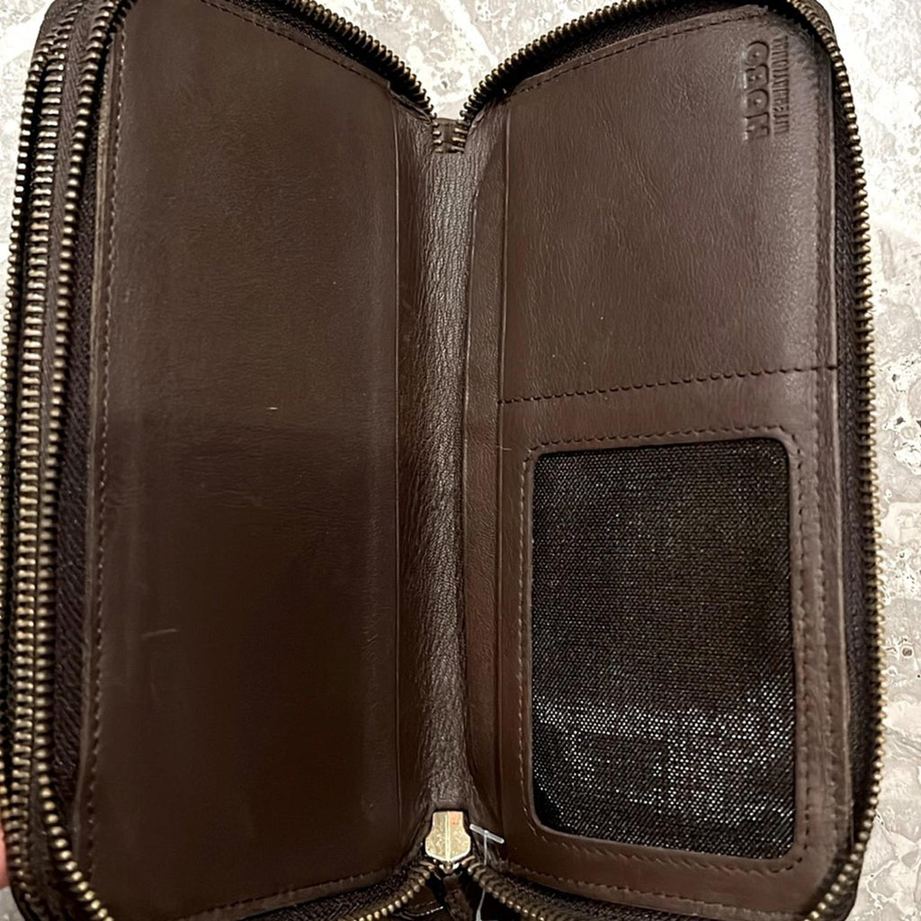 HOBO Double Zip-Around Wallet in Brown