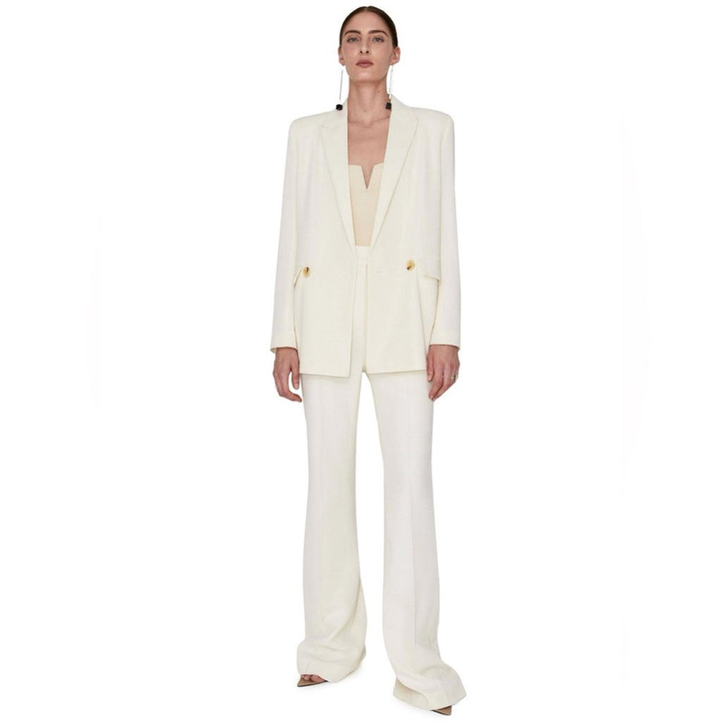 Galvan London Spinal Chain Embellished Blazer in Off White/Silver, NWT, Size 2
