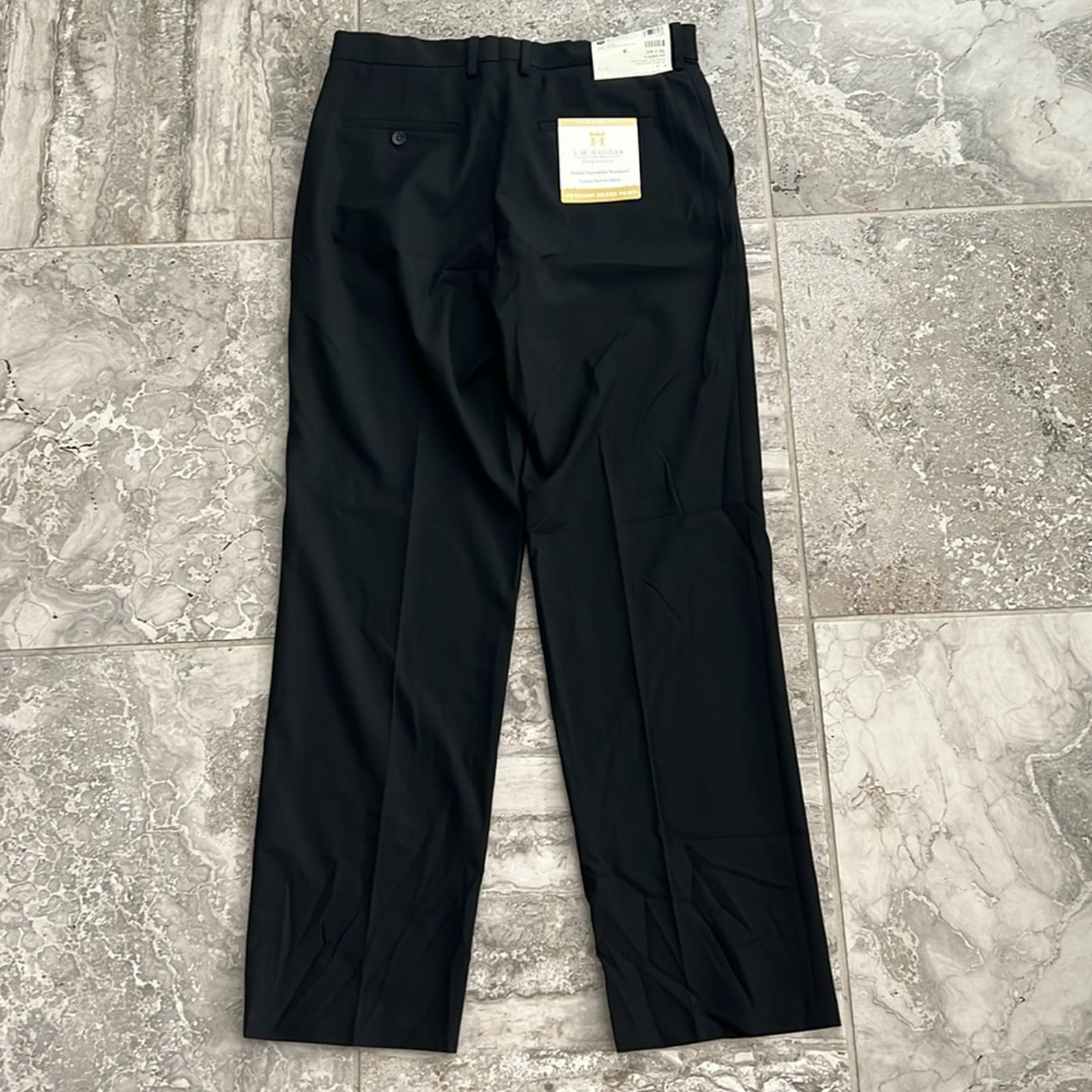 J.M. Haggar Premium Stretch Suit Pant - Flat Front, Black Size 32W 32L New w/Tag