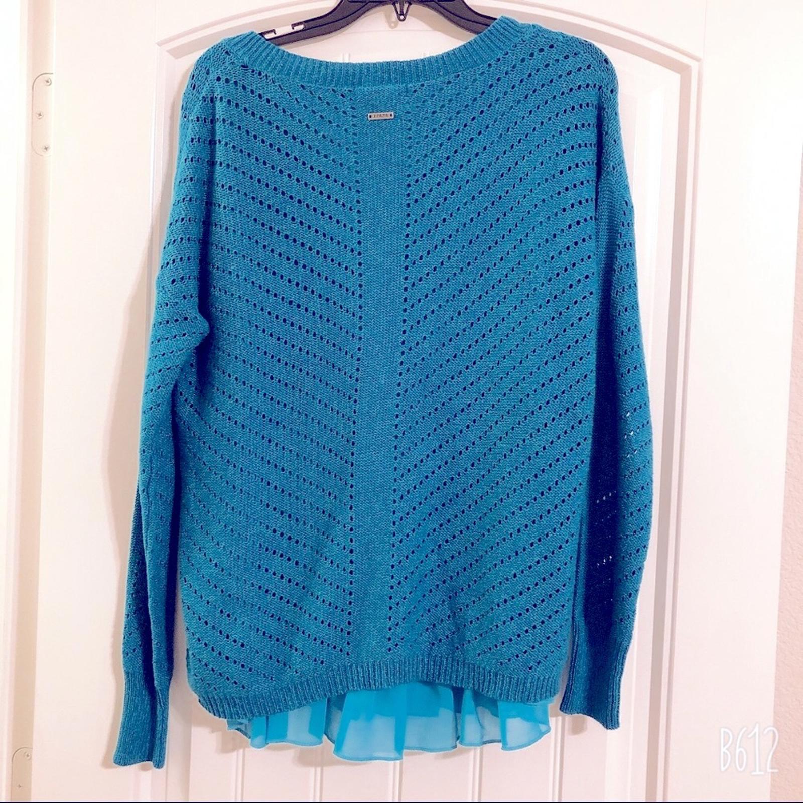 Prana Ellery V-Neck Oversized Sweater in Mosaic Blue, Size S, New w/Tag