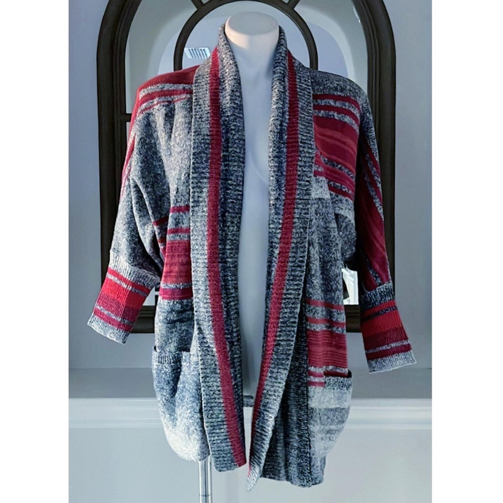 Nic+Zoe Santa Monica Open Front Cardigan w/Long Sleeves, Pink Multi Size XS NWT
