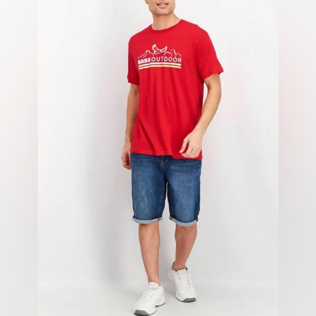 Bass Outdoor Men’s Cotton Logo Graphic T-Shirt in Mountain Red, NEW, Size L