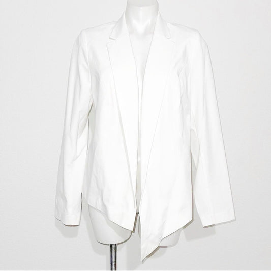 6th & Lane Asymmetric Hem Open Front Blazer in White, NEW, Size 14