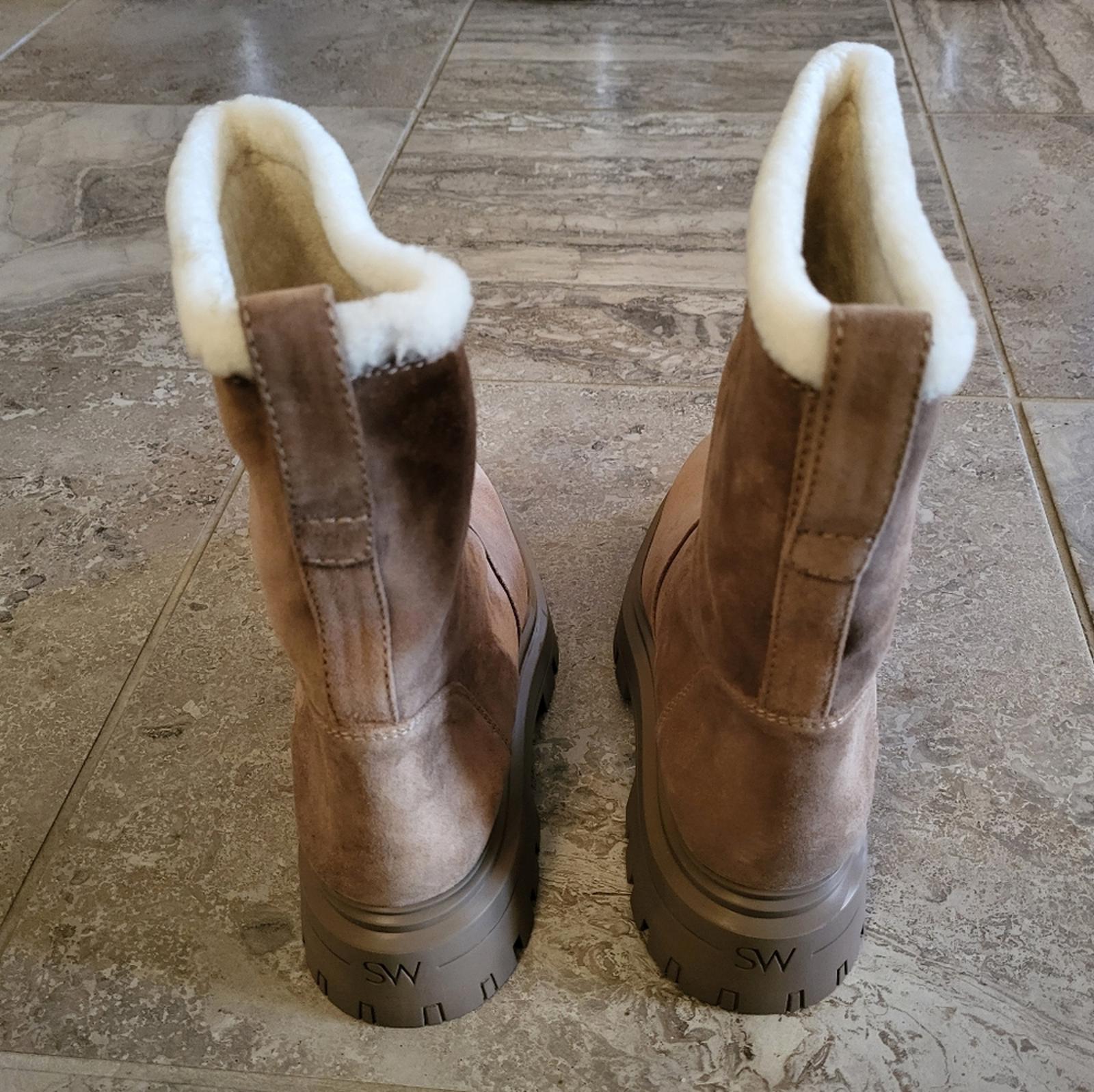 Stuart Weitzman Bedford Suede Shearling Winter Booties, Size 41.5/11 New in Box