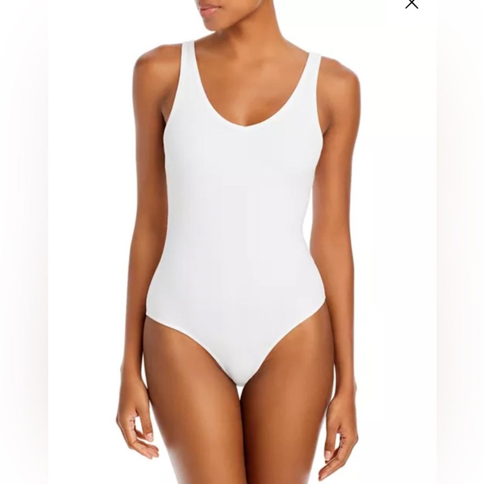 ATM White V-Neck Tank Bodysuit in White, Size L NEW w/Tag $175