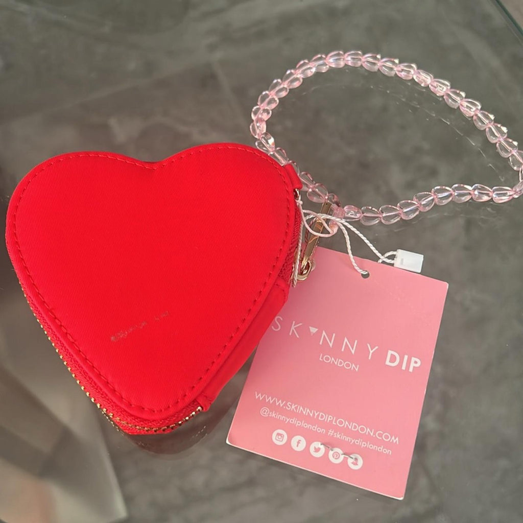 SkinnyDip London Women's Heart Quilted Coin Purse in Red, New with Tag