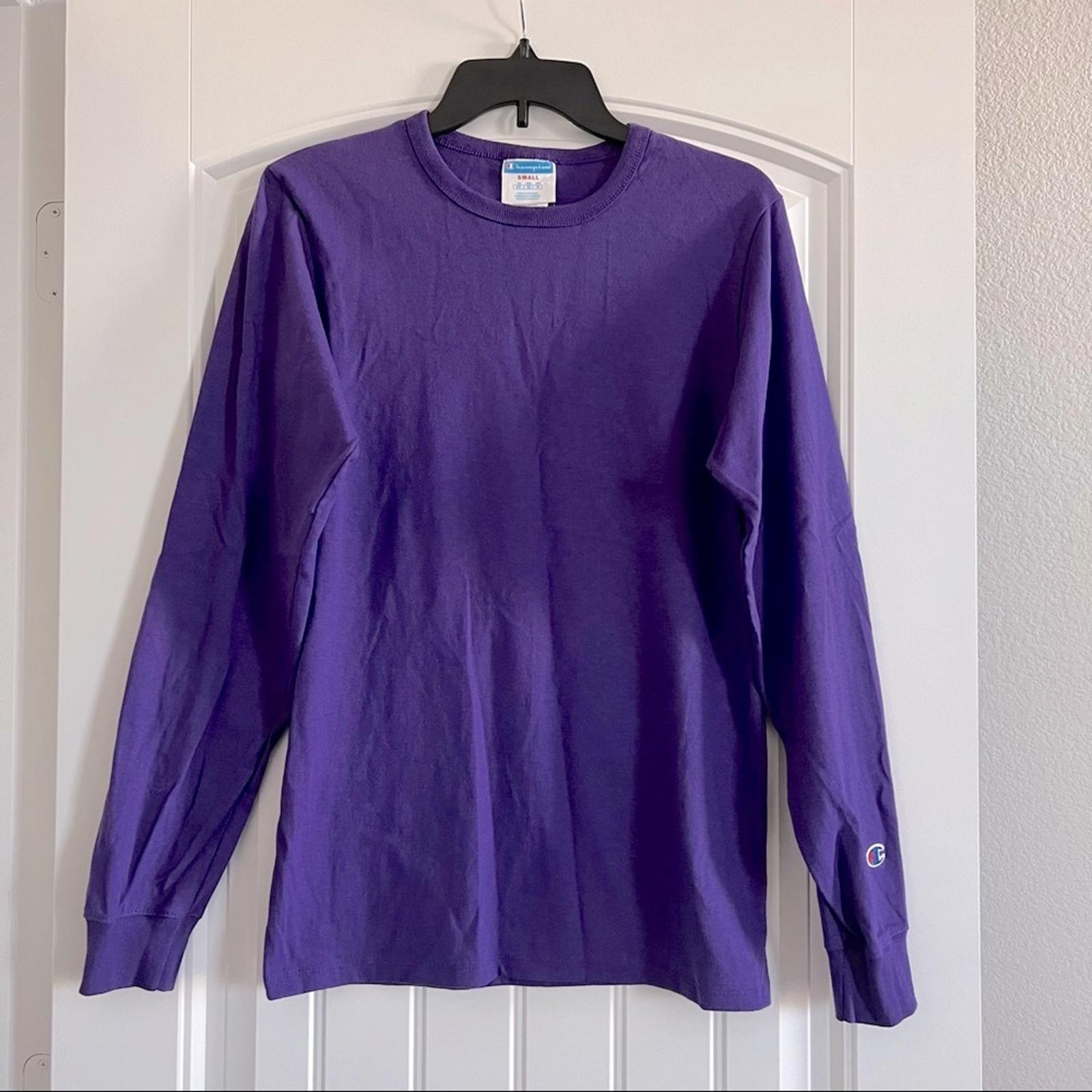 Champion Cotton Long Sleeve Crewneck Tee, Purple Size S New w/o Tag