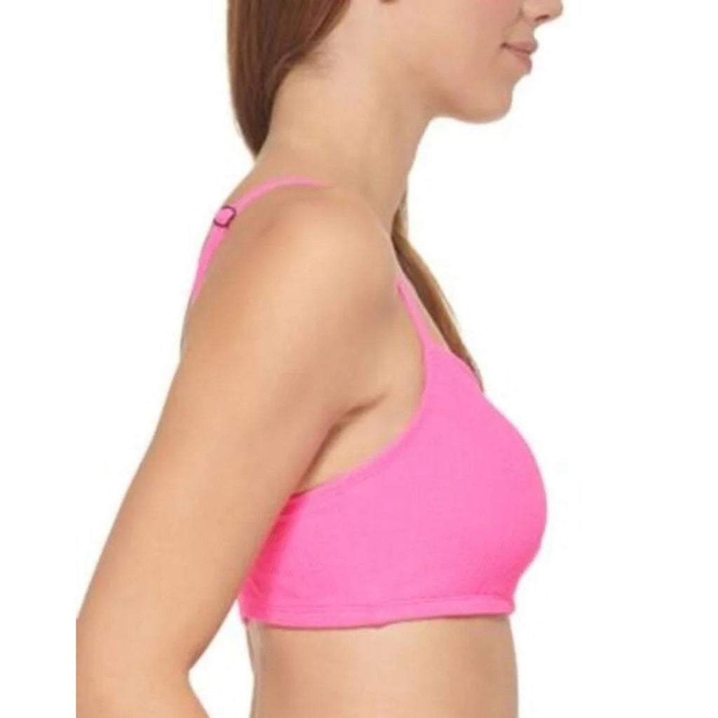 Dkny Ribbed Solid Bikini Swim Top in Pink, Size M NEW w/Tag $68