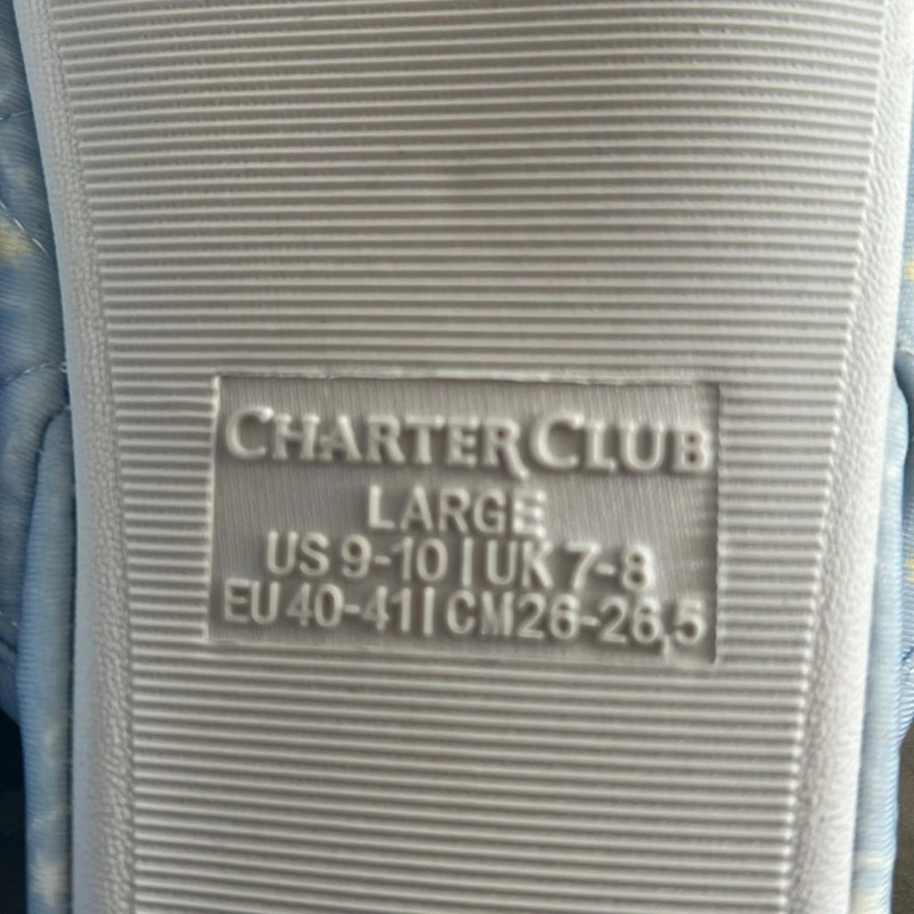New Charter Club Quilted Paisley Floral Slippers, Blue Size L (US 9-10) NWT
