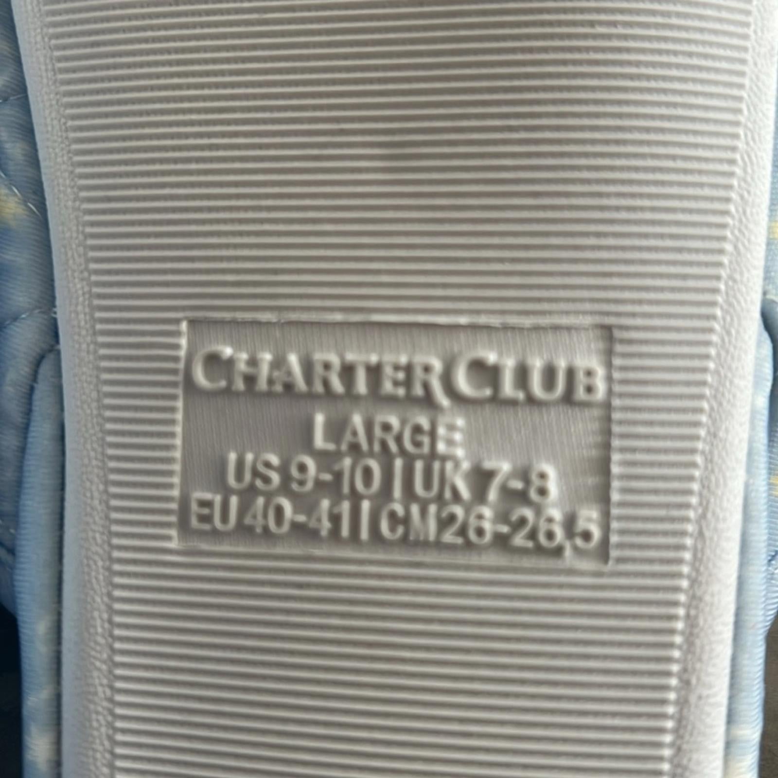 New Charter Club Quilted Paisley Floral Slippers, Blue Size L (US 9-10) NWT